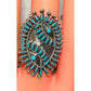Zuni Turquoise Petit Point Statement Ring Size 7 Sterling 