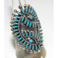 Zuni Turquoise Petit Point Statement Ring Size 7 Sterling 