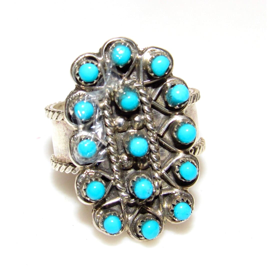Zuni Turquoise Snake Eye Ring Size 7 Sterling Silver Native 