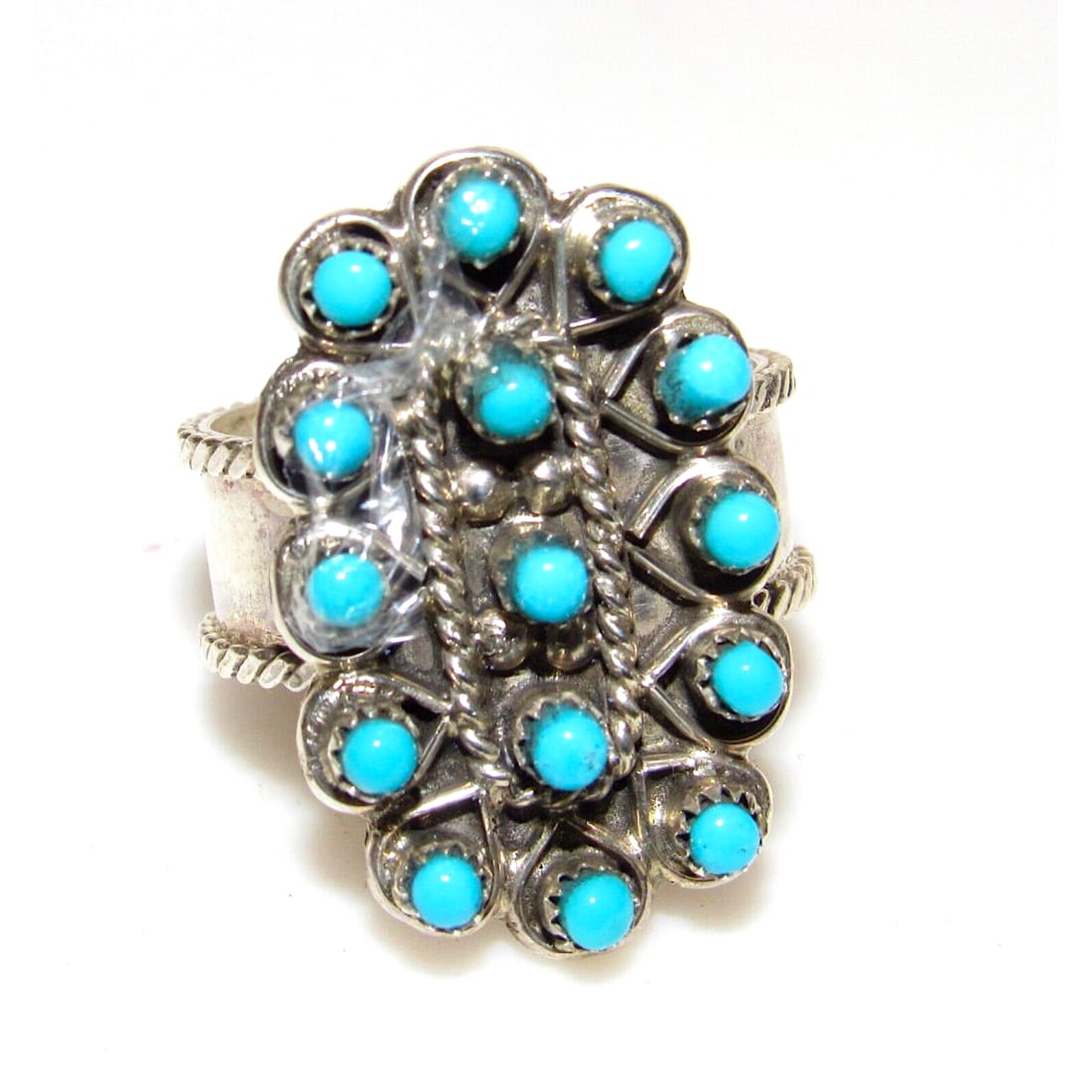 Zuni Turquoise Snake Eye Ring Size 7 Sterling Silver Native 