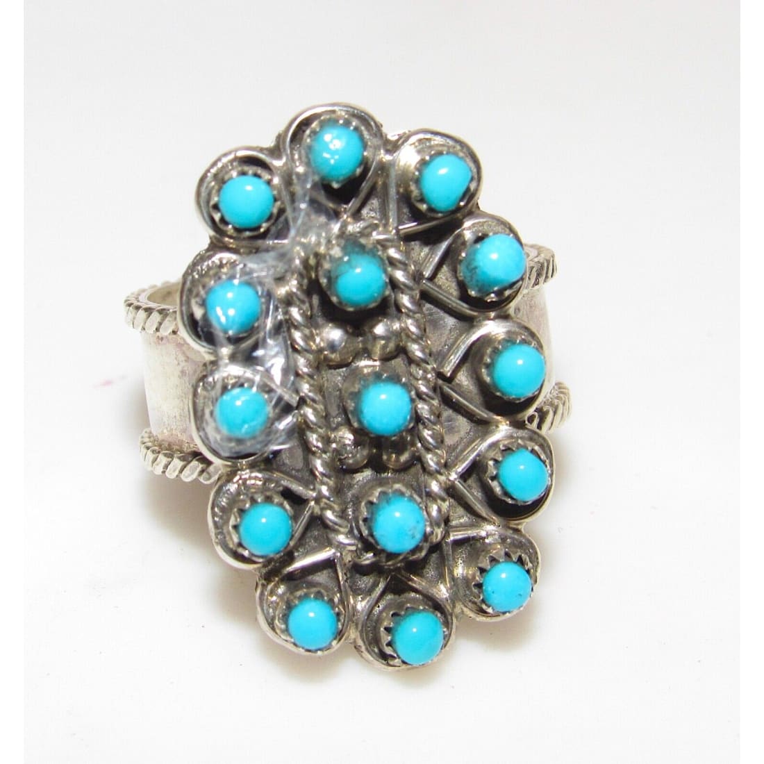 Zuni Turquoise Snake Eye Ring Size 7 Sterling Silver Native 