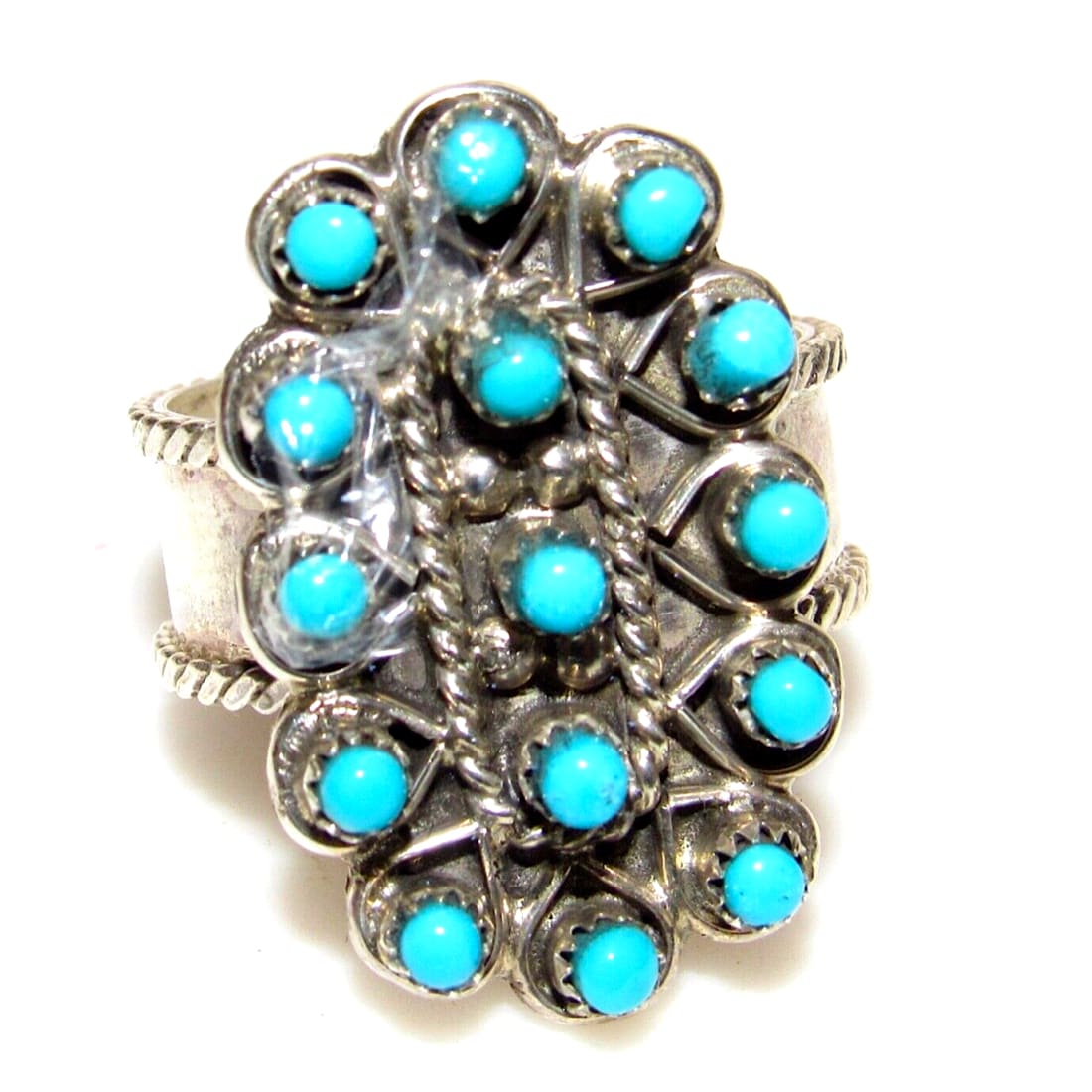 Zuni Turquoise Snake Eye Ring Size 7 Sterling Silver Native 