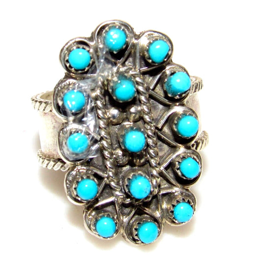 Zuni Turquoise Snake Eye Ring Size 7 Sterling Silver Native 